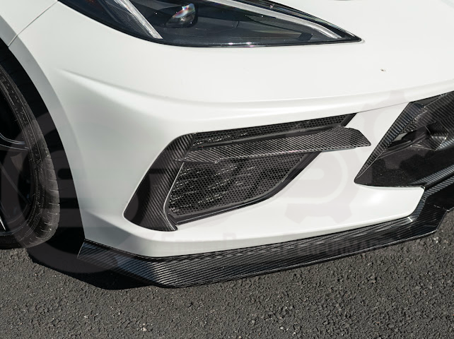 thumbnail image 2 of Black Plastic Front Lip Splitter For 2020-Up Corvette C8 Stingray Z51 – 3-Piece GM ABS Kit 2 of 6