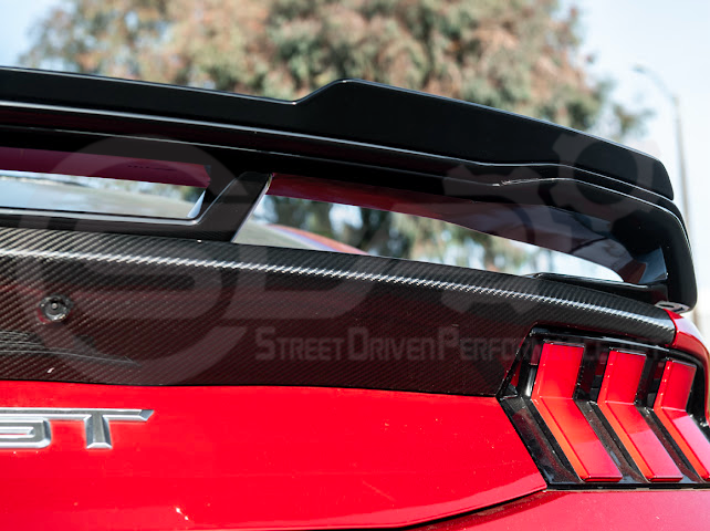 2024-UP FORD MUSTANG | DARKHORSE STYLE GLOSSY BLACK REAR TRUNK LID GURNEY FLAP WICKERBILL WING SPOILER