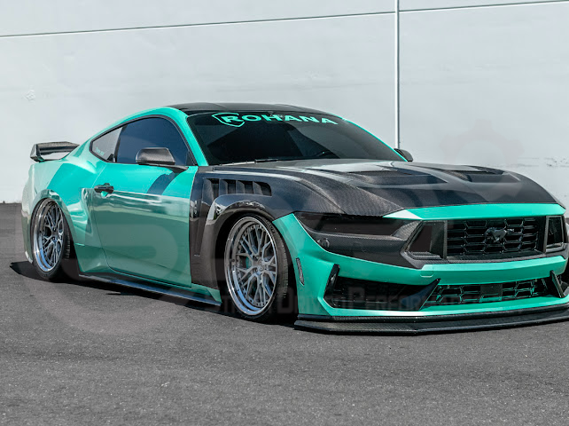 2024-Up Ford Mustang S650 Dark Horse | CARBON FIBER Front Upper Grille Insert Trim Pair