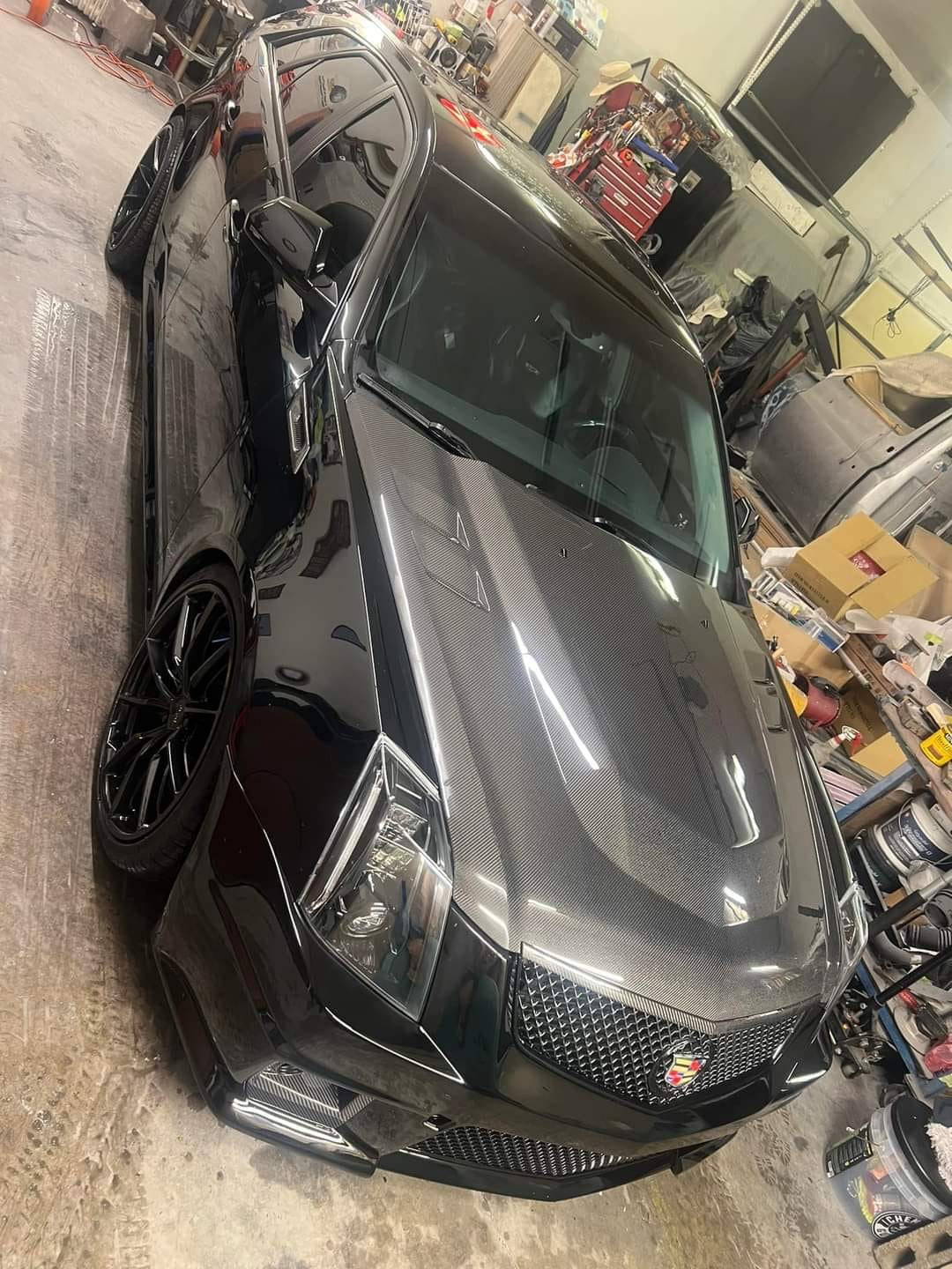 2009-2015 Cadillac CTS-V V2 SDP Style Double Sided Carbon Fiber Cowl Hood