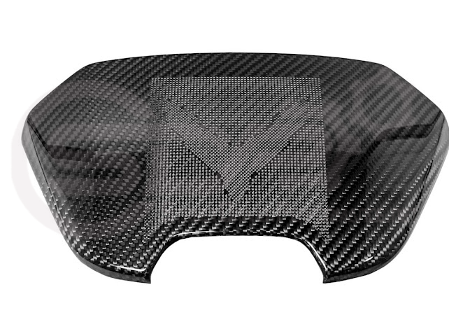 2020-Present Corvette C8 Coupe Models | GM Factory Style CARBON FIBER Interior Console Waterfall Lower Speaker Grille Trim Cover With Corvette Logo