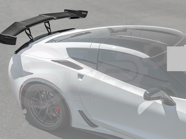 2014-2019 CHEVROLET CORVETTE C7  | EXTENDED REAR HIGH SPOILER WITH WING RISER
