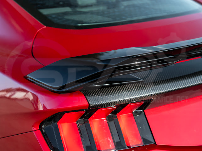 2024-UP FORD MUSTANG | DARKHORSE STYLE GLOSSY BLACK REAR TRUNK LID GURNEY FLAP WICKERBILL WING SPOILER