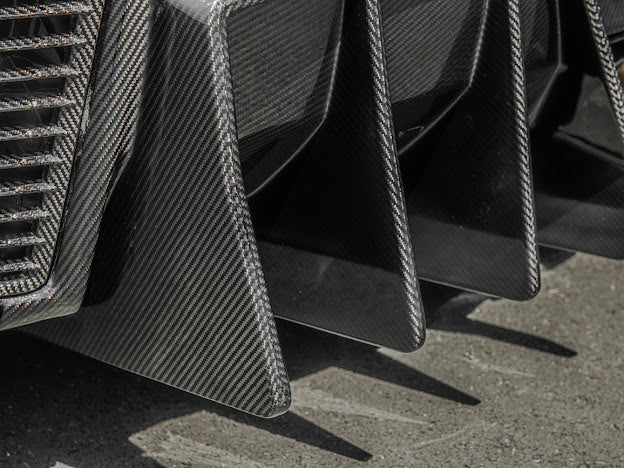 2014-2019 Corvette C7 Performance Track CARBON FIBER Rear Bumper Finned Diffuser