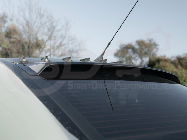 2003-2008 Toyota Corolla | JDM Tape-On Tinted Black Rear Roof Window Visor Guard