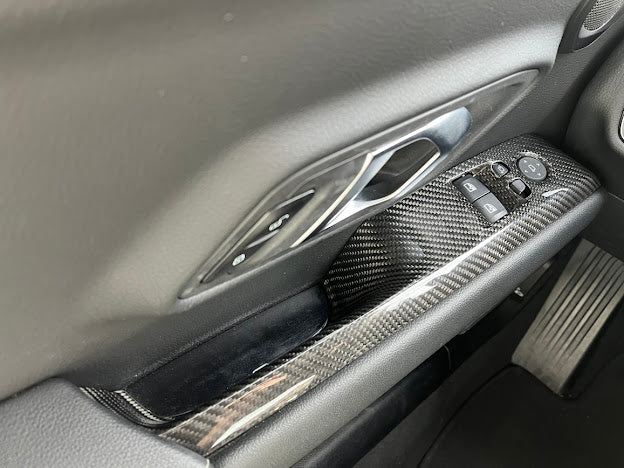 2020-Up Toyota GR Supra A90 | Factory Style DRY CARBON FIBER Side Door Window Switch Panel Cover