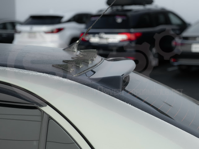 2003-2008 Toyota Corolla | JDM Tape-On Tinted Black Rear Roof Window Visor Guard