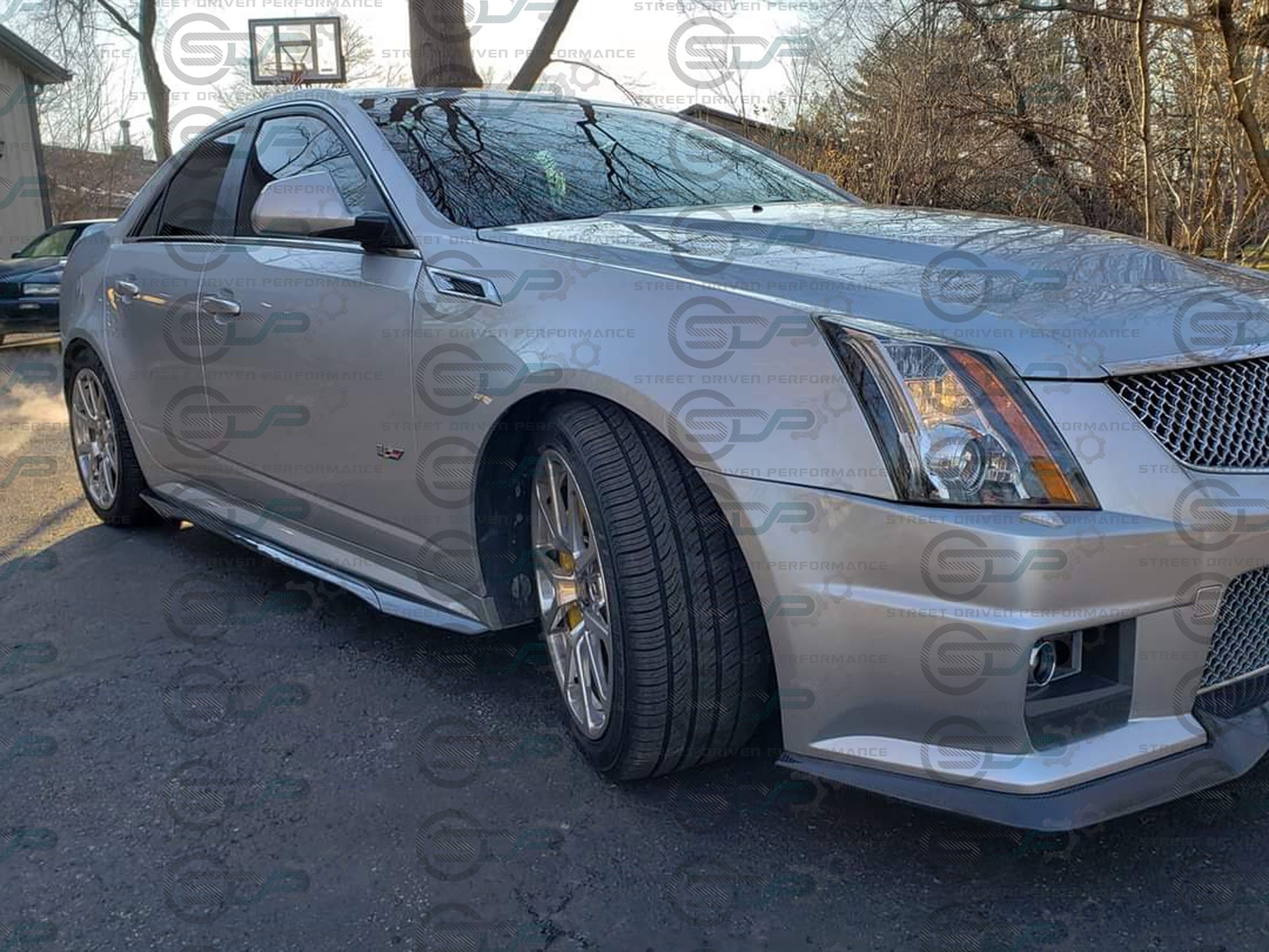 2009-2015 CADILLAC CTS-V CARBON FIBER FRONT SPLITTER & SIDE SKIRTS ROCKER PANELS GROUND EFFECTS