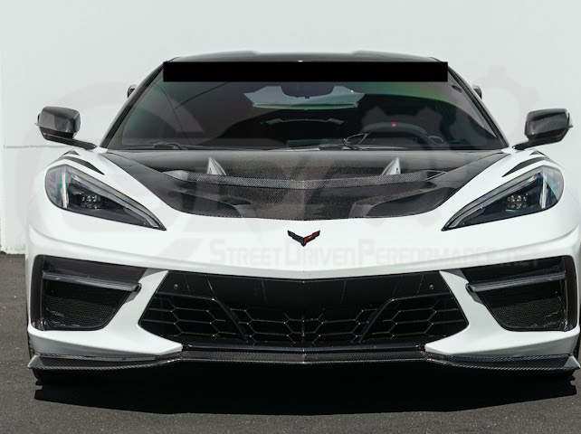 2020-PRESENT CHEVROLET CORVETTE C8 | ZR1 REPLICA STYLE DOUBLE SIDED CARBON FIBER FRONT VENTED HOOD