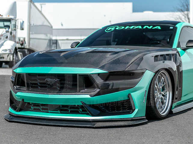 2024-Up Ford Mustang S650 Dark Horse | CARBON FIBER Front Upper Grille Insert Trim Pair