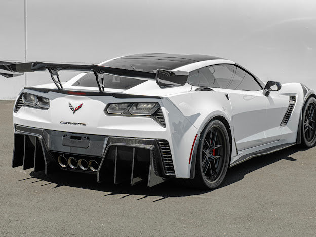2014-2019 Corvette C7 Performance Track CARBON FIBER Rear Bumper Finned Diffuser