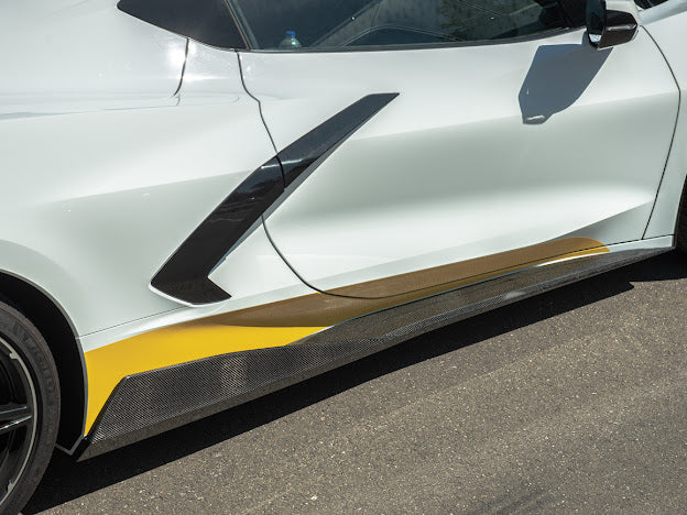 *BLEMISHED-DISCOUNTED* 2020+ C8 Corvette - CARBON FIBER "5VM Style" Side Skirt / Rocker Panel Ground Effects