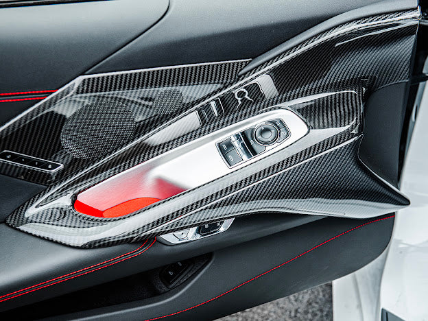 2020+ CHEVROLET CORVETTE C8 CARBON FIBER WINDOW SWITCH TRIM & PILLAR PANEL REPLACEMENT