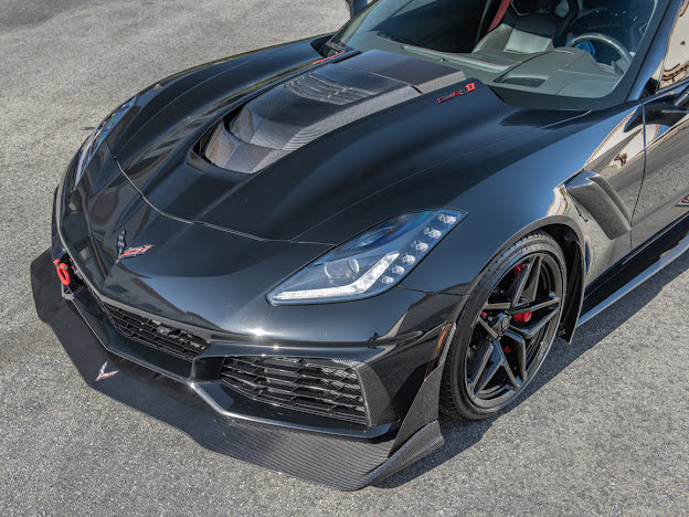 2019 CHEVROLET CORVETTE C7 ZR1 CARBON FIBER FRONT SPLITTER SIDE WINGLET EXTENSIONS (PAIR)