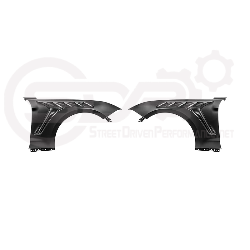 2018-2023 FORD MUSTANG S550 | GTD STYLE FRONT SIDE VENTED FENDERS (CARBON FIBER OR PRIMED BLACK)