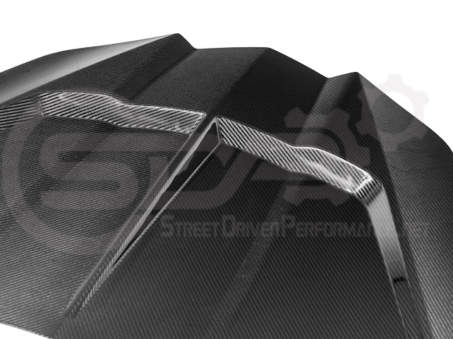2020-PRESENT CHEVROLET CORVETTE C8 | SDP PERFORMANCE TRACK STYLE DOUBLE SIDED DRY CARBON FIBER FRONT HOOD