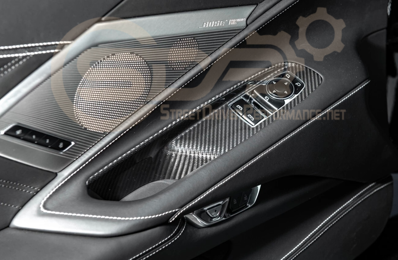 2020-Up Corvette C8 Coupe | CARBON FIBER Door Window Switch Control Panel Cover