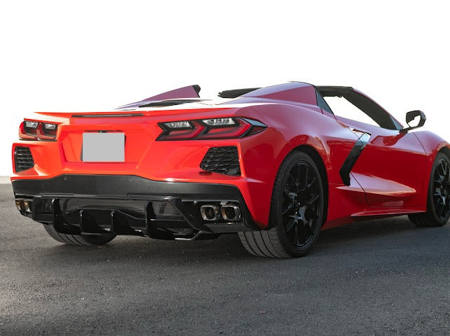 2020-Up Corvette C8 STINGRAY & Z51 | CARBON FLASH 3Pcs Rear Bumper *ADD-ON* Diffuser Lip