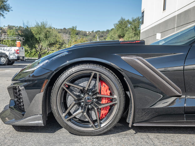 2019 CHEVROLET CORVETTE C7 ZR1 CARBON FIBER FRONT BUMPER VENT BROWS INSERTS (PAIR)