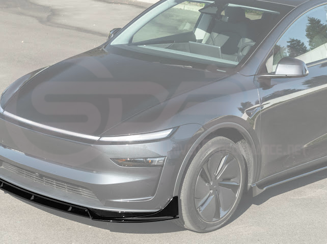 2025-UP TESLA MODEL Y | SDP TRACK STYLE GLOSS BLACK 4 PIECE FRONT LIP SPLITTER GROUND EFFECTS