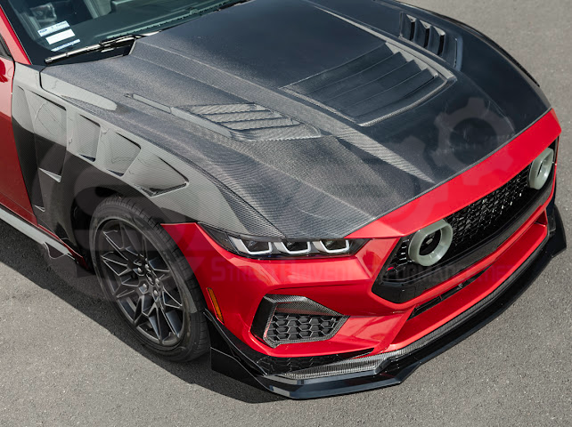 2024-Up Ford Mustang S650 | GTV Style GLOSSY BLACK Add-On Front Lip Splitter Ground Effects