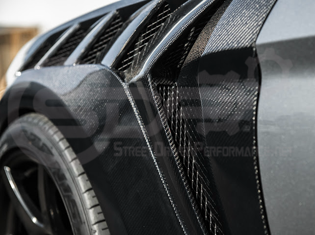 2018-2023 FORD MUSTANG S550 | GTD STYLE FRONT SIDE VENTED FENDERS (CARBON FIBER OR PRIMED BLACK)
