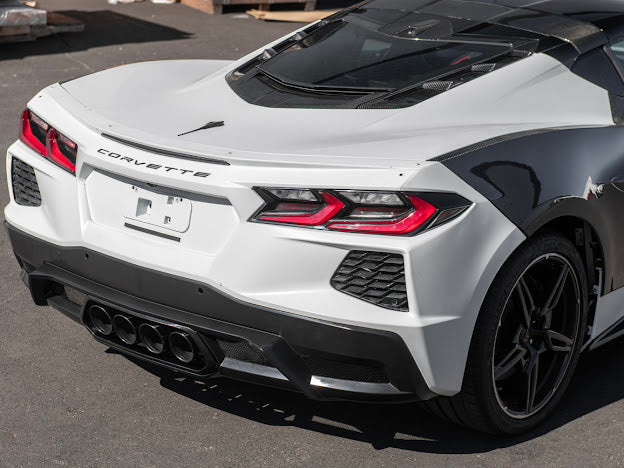 2020-Up Corvette C8 | Z06 Style Rear Center Quad Tips Exhaust Exit Grille Diffuser