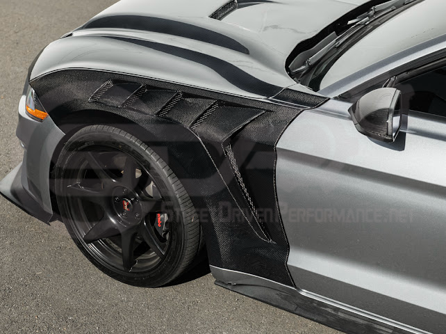 2018-2023 FORD MUSTANG S550 | GTD STYLE FRONT SIDE VENTED FENDERS (CARBON FIBER OR PRIMED BLACK)