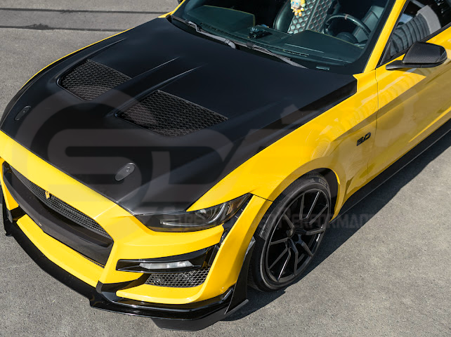 2018-2023 FORD MUSTANG S550 | GTD STYLE ALUMINUM FRONT AIR VENTED HOOD