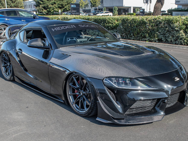 2020-UP TOYOTA SUPRA A91 CARBON FIBER FRONT SPLITTER LIP GROUND EFFECTS (2 PEICE)