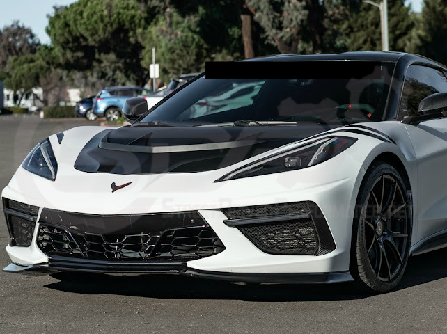 2020-PRESENT CHEVROLET CORVETTE C8 | ZR1 REPLICA STYLE  MATTE BLACK FRONT VENTED HOOD