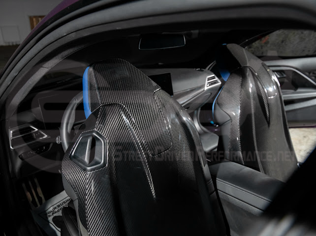 2021+ BMW G87 G80 G82/G83 M2 M3 M4 | DRY CARBON FIBER TAPE-ON FULL SEAT BACK HEADREST COVER PAIR