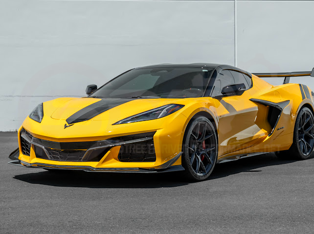 2023-UP CORVETTE C8 Z06 | Z07 EXTENDED PACKAGE CARBON FIBER FRONT LIP SPLITTER & CANARDS GROUND EFFECTS