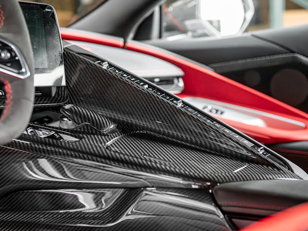2020+ CHEVROLET CORVETTE C8 |CARBON FIBER CENTER CONSOLE W/ SWITCH TRIM FULL COVER