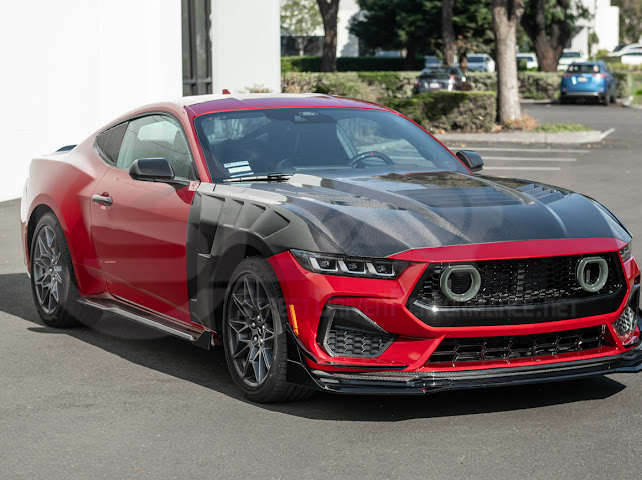 2024-Up Ford Mustang S650 | GTV Style GLOSSY BLACK Add-On Front Lip Splitter Ground Effects