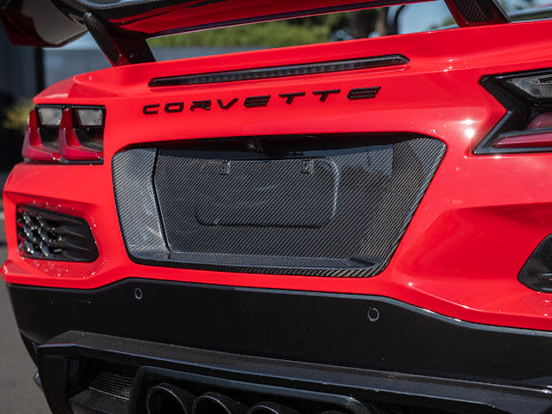 2020-UP CORVETTE C8 Z06 & E-RAY | CARBON FIBER LICENSE PLATE BACKING