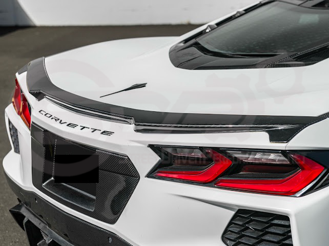 2020-Up Chevrolet Corvette C8 Stingray & Z51 | Carbon Fiber Rear Spoiler Wing Delete Hole Panel Cover