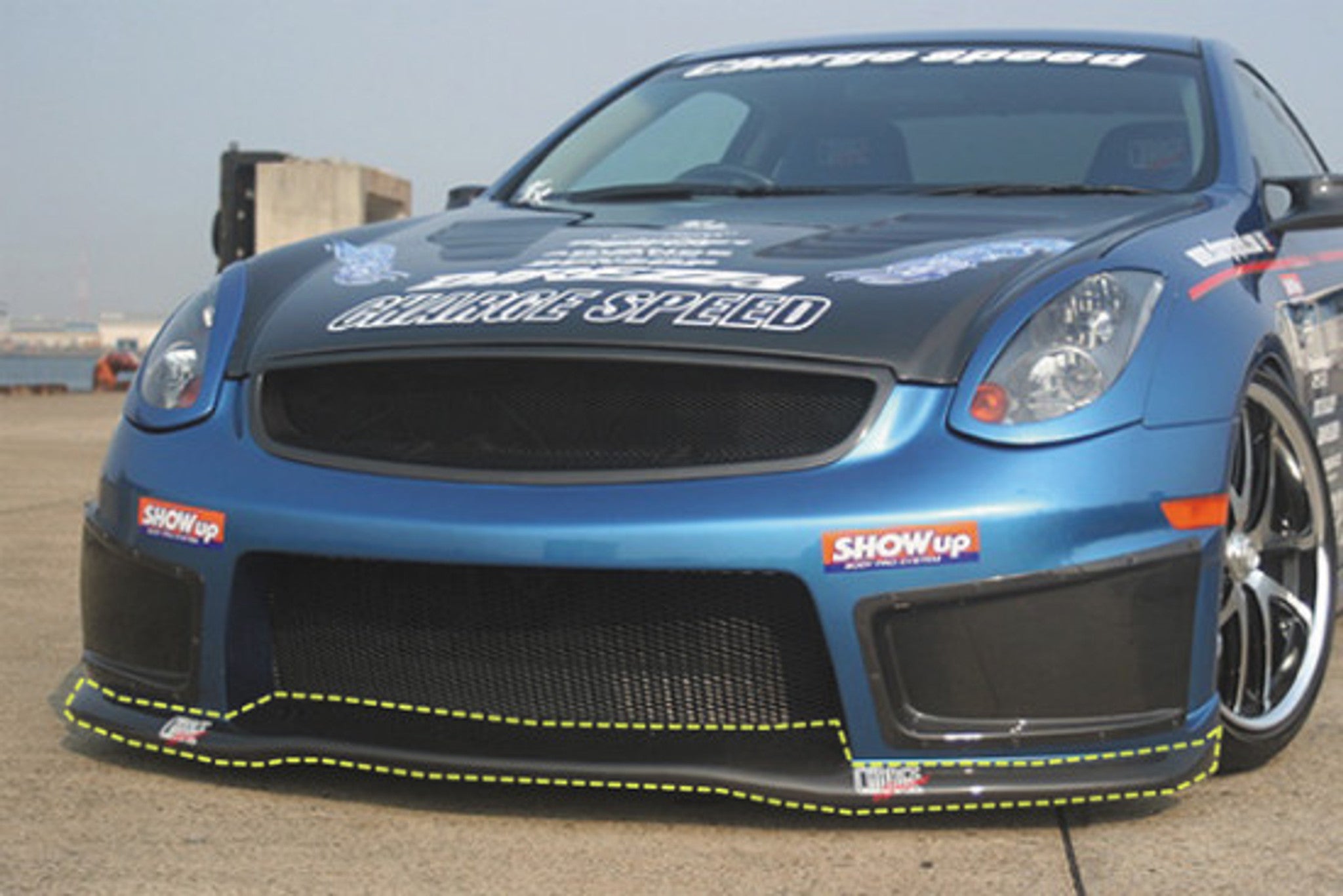 Charge Speed 2003-2007 Infiniti G-35 Coupe Carbon Set includes Grill Cowl, Center Cowl Cover, Bumper Under Cowl For Charge Speed Front Bumper