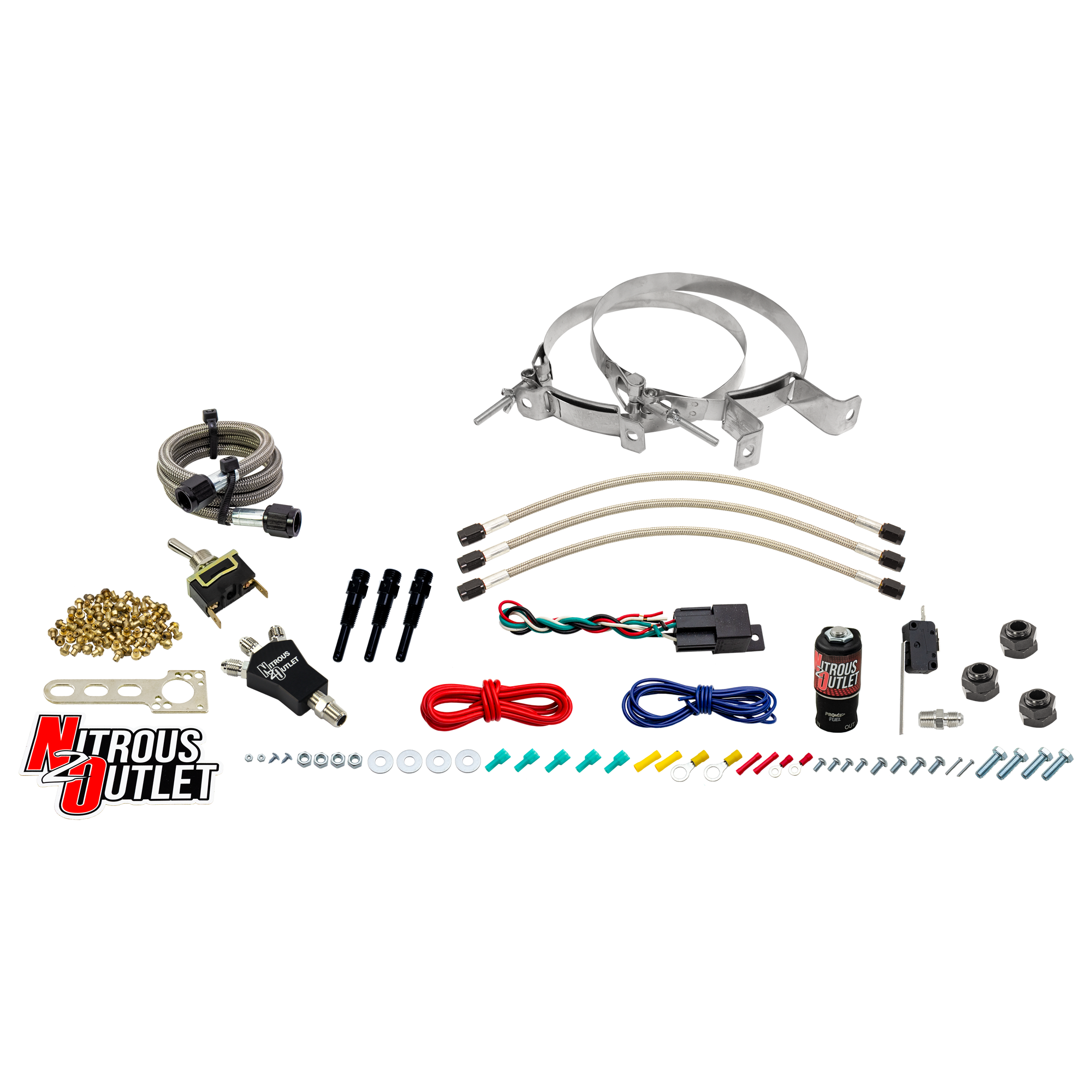 Nitrous Outlet Powersports EFI Three Cylinder Dry Nozzle System (Aluminum 90 Degree Nozzle)(20,30,40,50,60 HP)(No Bottle)