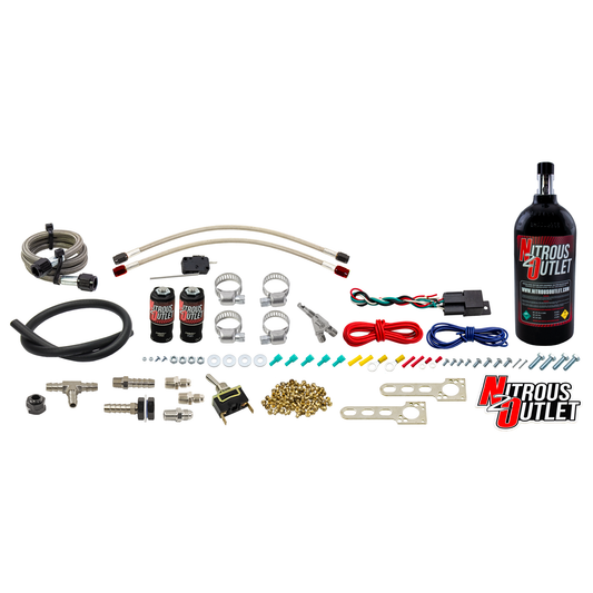 Nitrous Outlet Powersports Single Cylinder Wet Nozzle System (Stainless 90 Degree Nozzle)(Gas)(6 psi)(10,15,20,25,30 HP)(2...