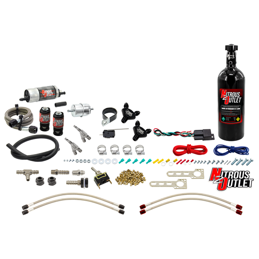 Nitrous Outlet Powersports Twin Cylinder Wet Nozzle System (Stainless 90 Degree Nozzles)(Gas)(6 psi)(20,30,40,50,60 HP)(5L...