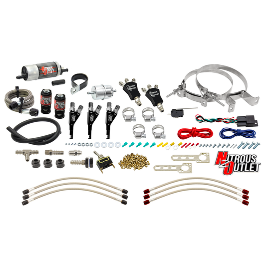 Nitrous Outlet Powersports Three Cylinder Wet Nozzle System (Aluminum 90 Degree Nozzles)(Gas)(6 psi)(30,45,60,75,90 HP)(No...