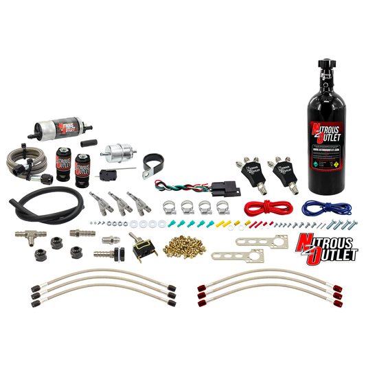 Nitrous Outlet Powersports Three Cylinder Wet Nozzle System (Stainless 90 Degree Nozzles)(Gas)(6 psi)(30,45,60,75,90 HP)(5...