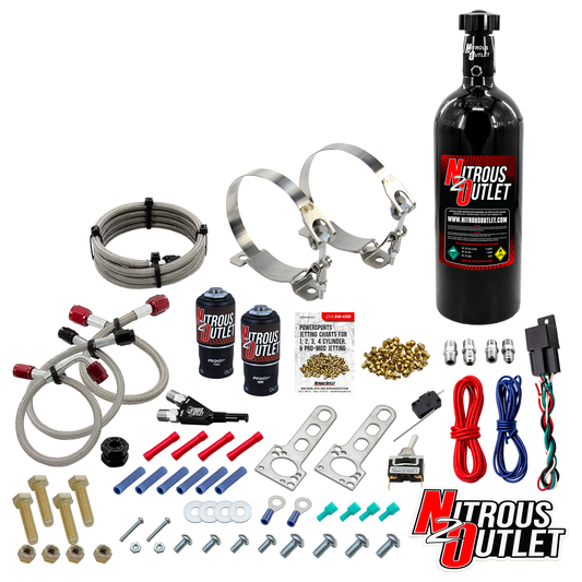 Nitrous Outlet Powersports SxS Single Cylinder Wet Nozzle System (Aluminum 90 Degree Nozzle)(Gas)(45-55 psi)(30,40,50 HP)(...