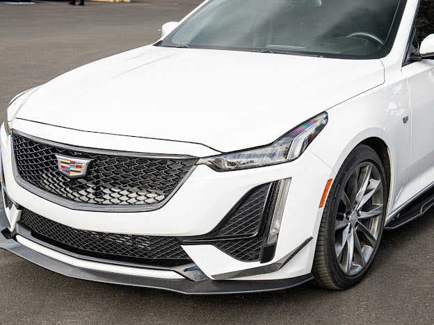 2020-2024 CADILLAC CT5-V & CT5 SPORT | BLACKWING PACKAGE CARBON FIBER FRONT LIP SPLITTER CANARDS