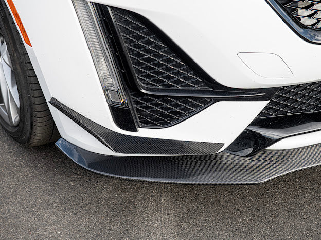 2020-2024 CADILLAC CT5-V & CT5 SPORT | BLACKWING PACKAGE CARBON FIBER FRONT LIP SPLITTER CANARDS