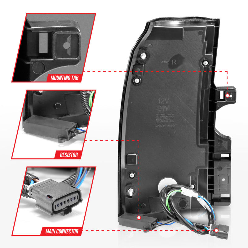 ANZO 2015-2020 Chevrolet Tahoe LED Tail Lights w/ Light Bar Black Housing Smoke Lens