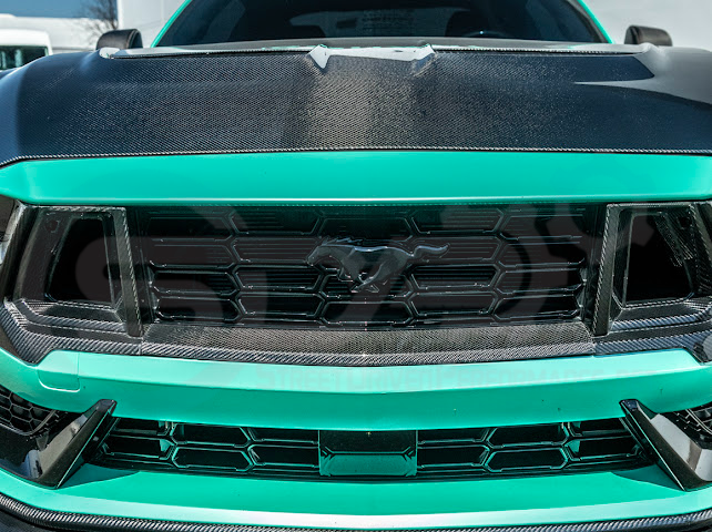 2024-Up Ford Mustang S650 Dark Horse | CARBON FIBER Front Upper Grille Insert Trim Pair