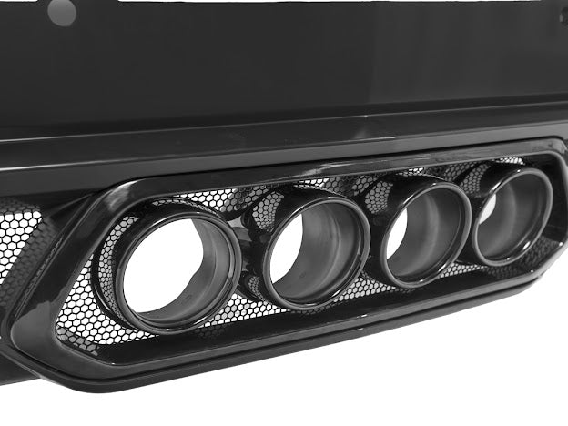 2020-Up Corvette C8 | Z06 Style Rear Center Quad Tips Exhaust Exit Grille Diffuser
