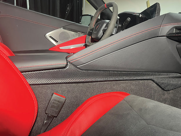 2020+ CORVETTE C8 | FACTORY STYLE CARBON FIBER CENTER CONSOLE SIDE PANEL TRIM VENT COVER